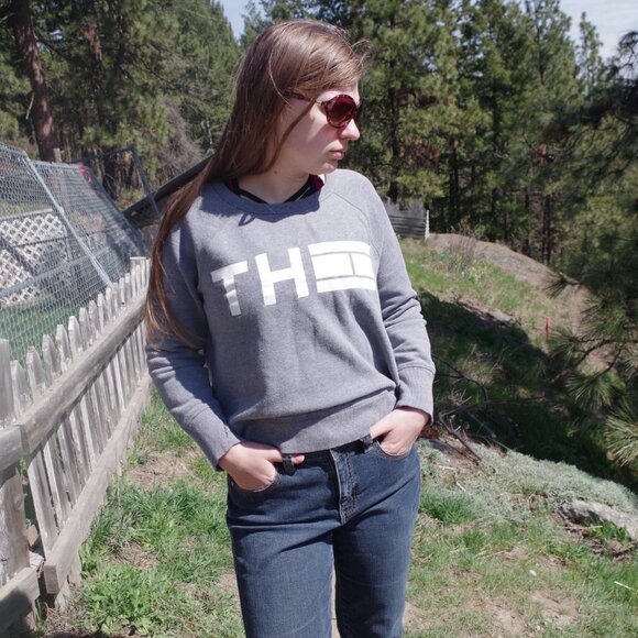 Tommy Hilfiger Sport Gray Sweat Shirt Crop Women's - Picture 4 of 4